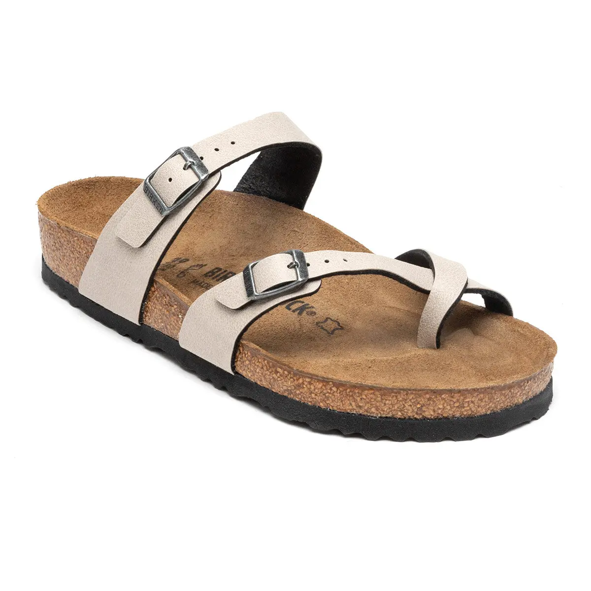 Proven Birkenstock Women's Mayari Birko-Flor Pull Up Stone Sandals Comfortable