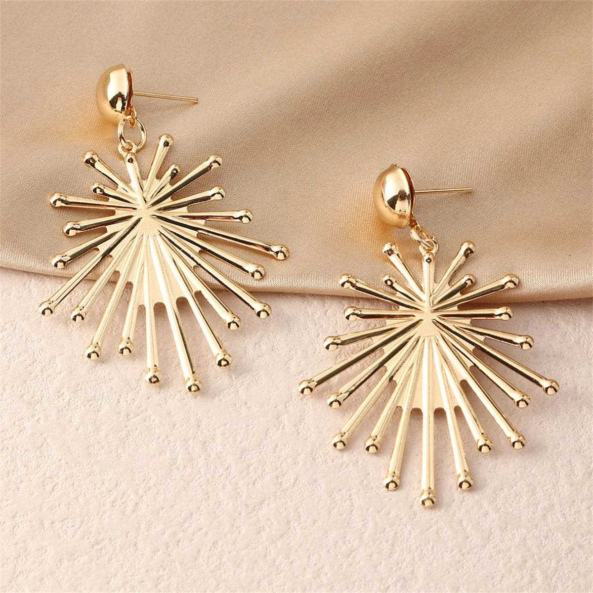 Verified Goldtone Sun Drop Earrings Crafted