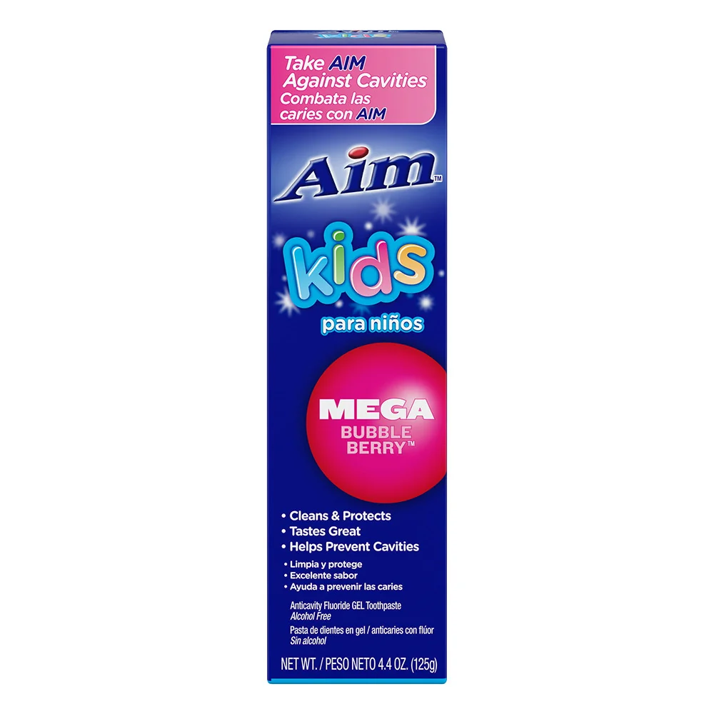 Convenient Aim Kids Gel Fluoride Toothpaste Mega Bubble Berry 4.4 Oz Specialty