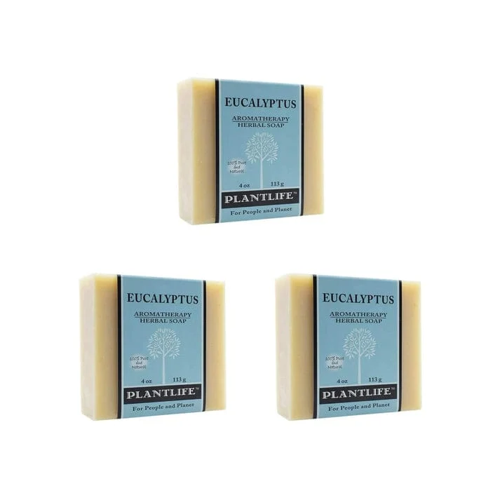 World-Class Plantlife Eucalyptus 3-Pack Bar Soap - Moisturizing and Soothing Soap for Your Skin - Hand Crafted Using Plant-Based Ingredients - Made in California 4oz Bar Traditional