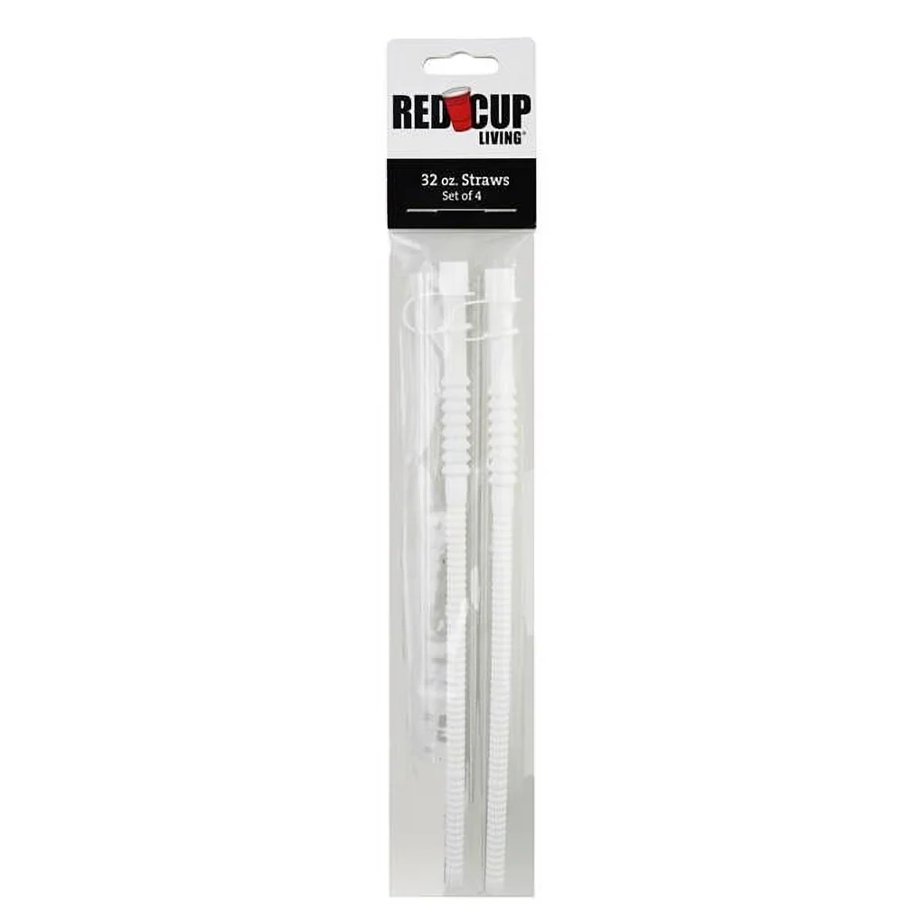 Specialty Red Cup Living Reusable Straws for Cold and Hot Drinks - Plastic Smoothie Straws for 32 oz Cups - Set of 4 - Eco-Conscious - for Party Cups Mugs Mason Jars and Tumblers Party Cups Authentic