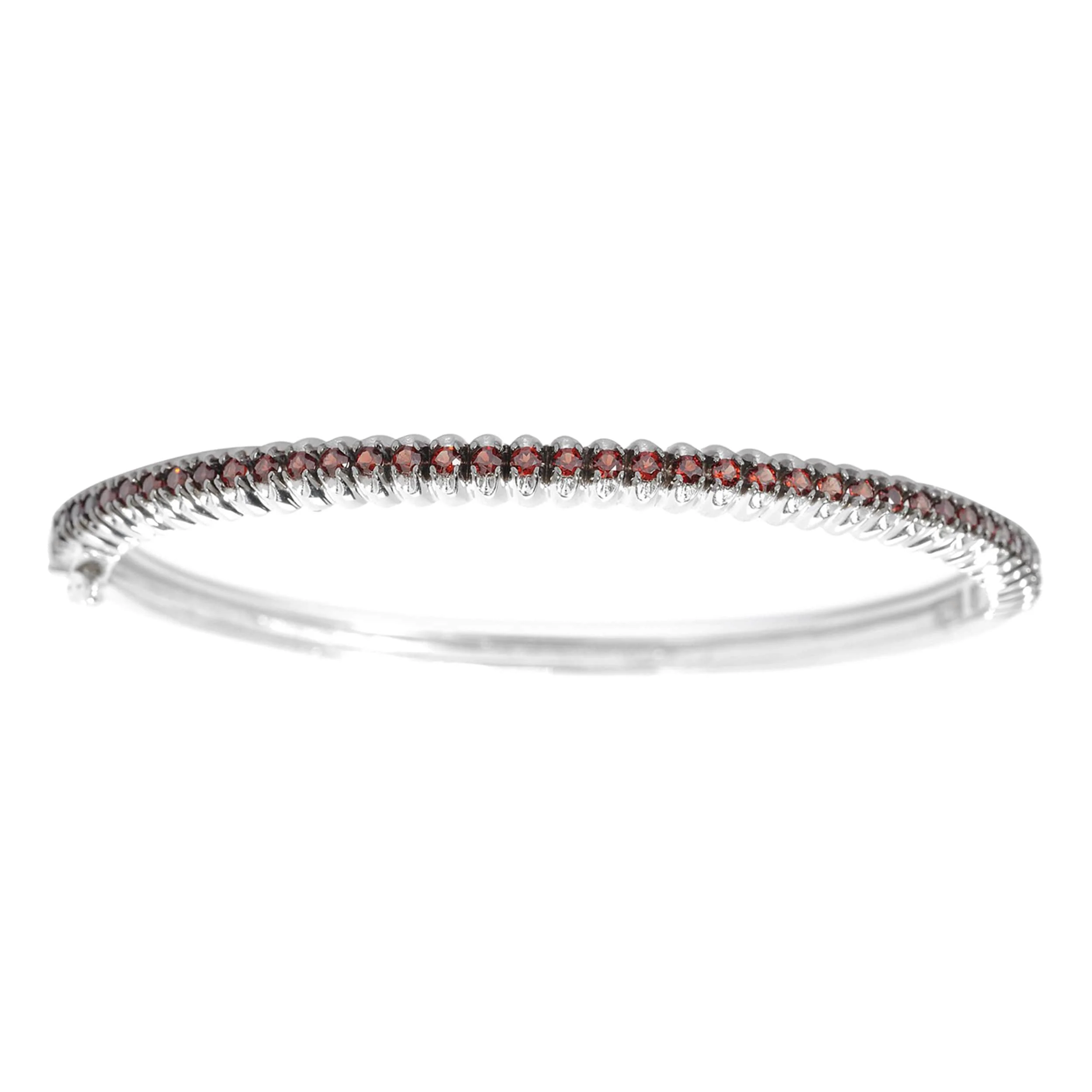 Crafted 1.80CT Natural Garnet Sterling Silver Bangle Bracelet Convenient