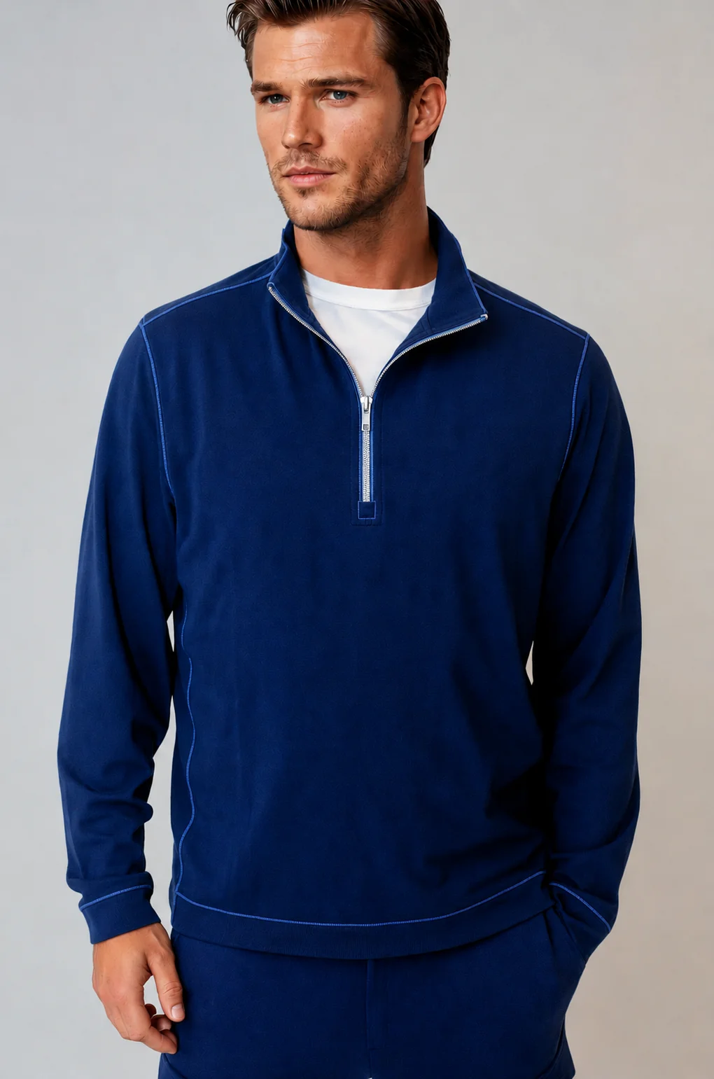 Eco-Friendly Buki Cinqo Travel Half Zip - Navy First-Class
