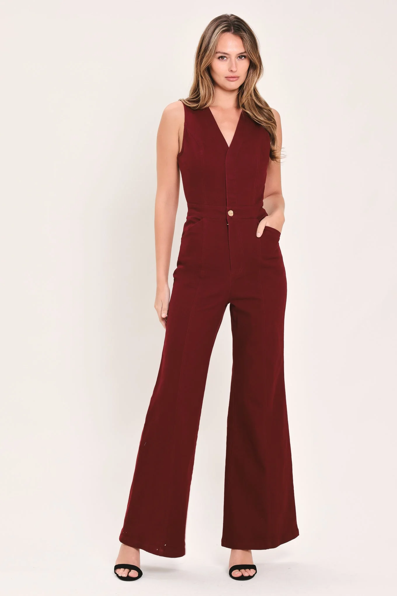 Verified Merlot City Muse Woven Twill Jumpsuit User-Friendly