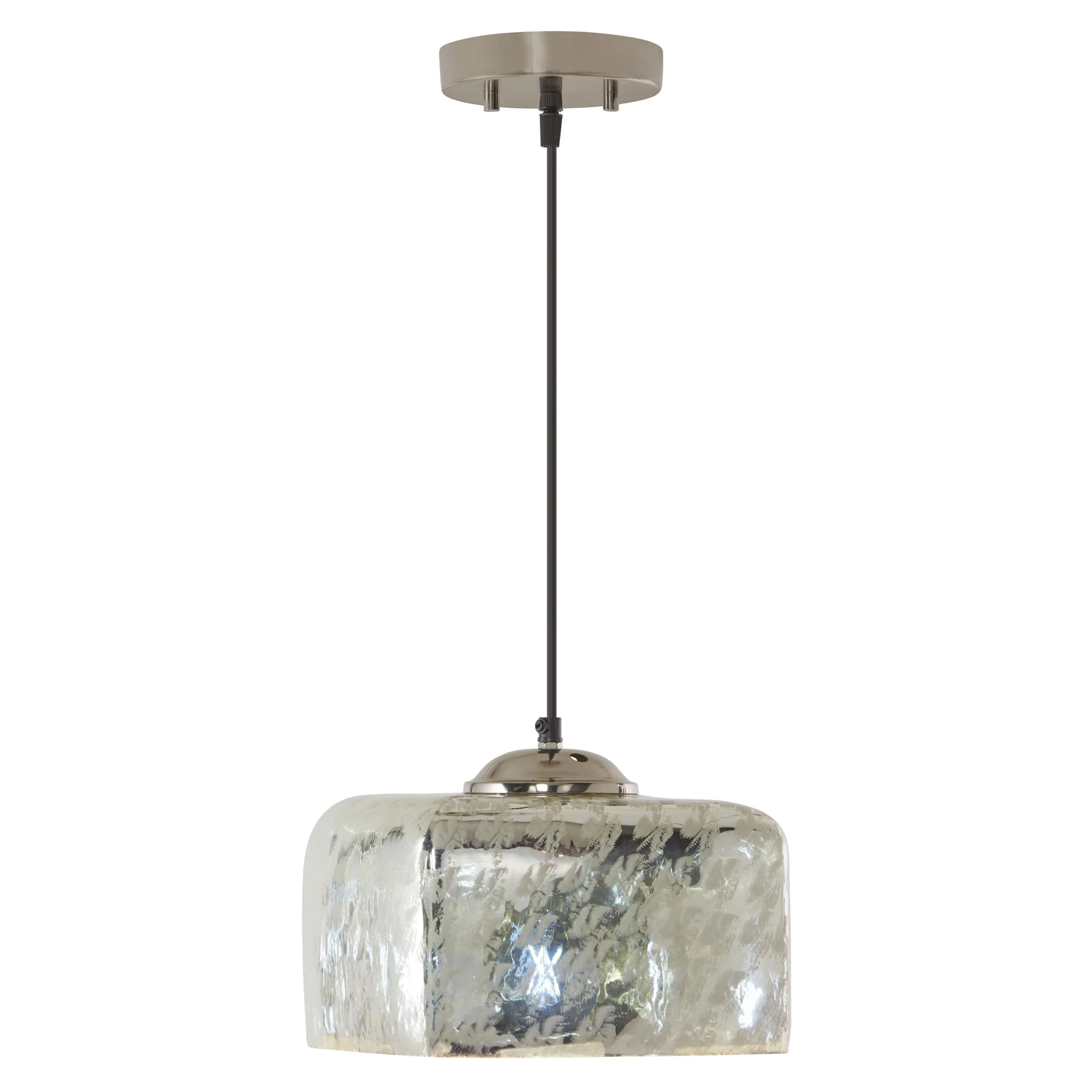Professional River of Goods Nickel and Silver Square Shade Pendant Light Luxury