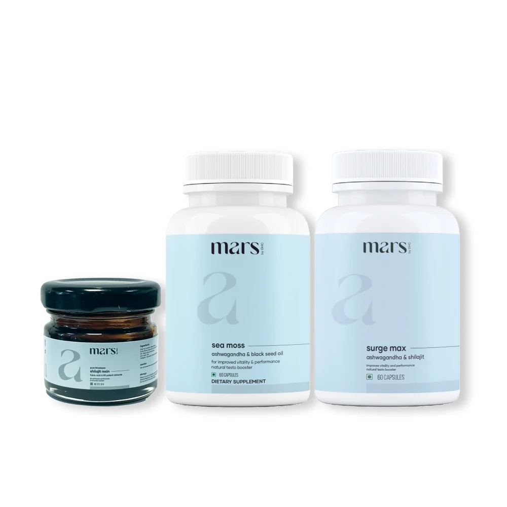 Premium Performance Plus Combo Pure Himalaya Shilajit-Harz Natural Ashwagandha Caps Natural Sea Moss Caps Flexible