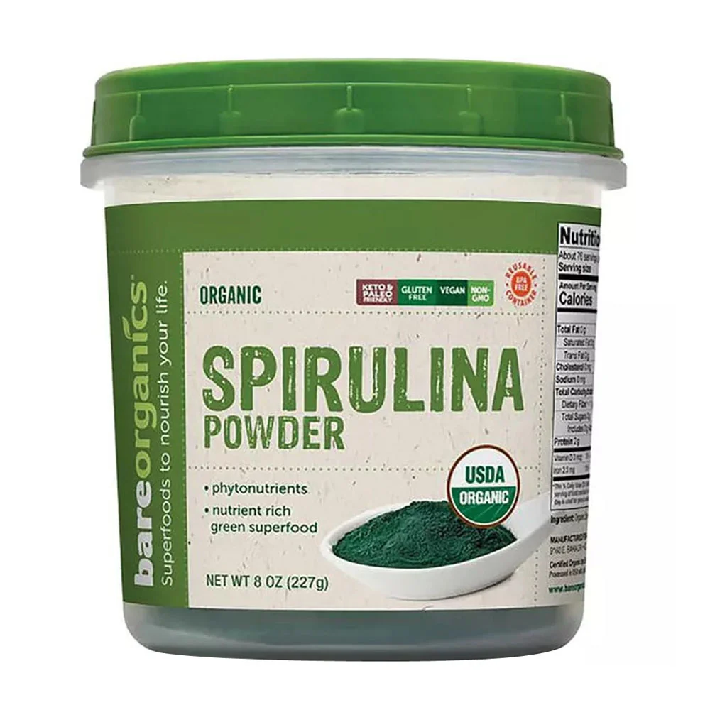 Original Bare Organics Raw Spirulina Powder 8 Oz Next-Generation