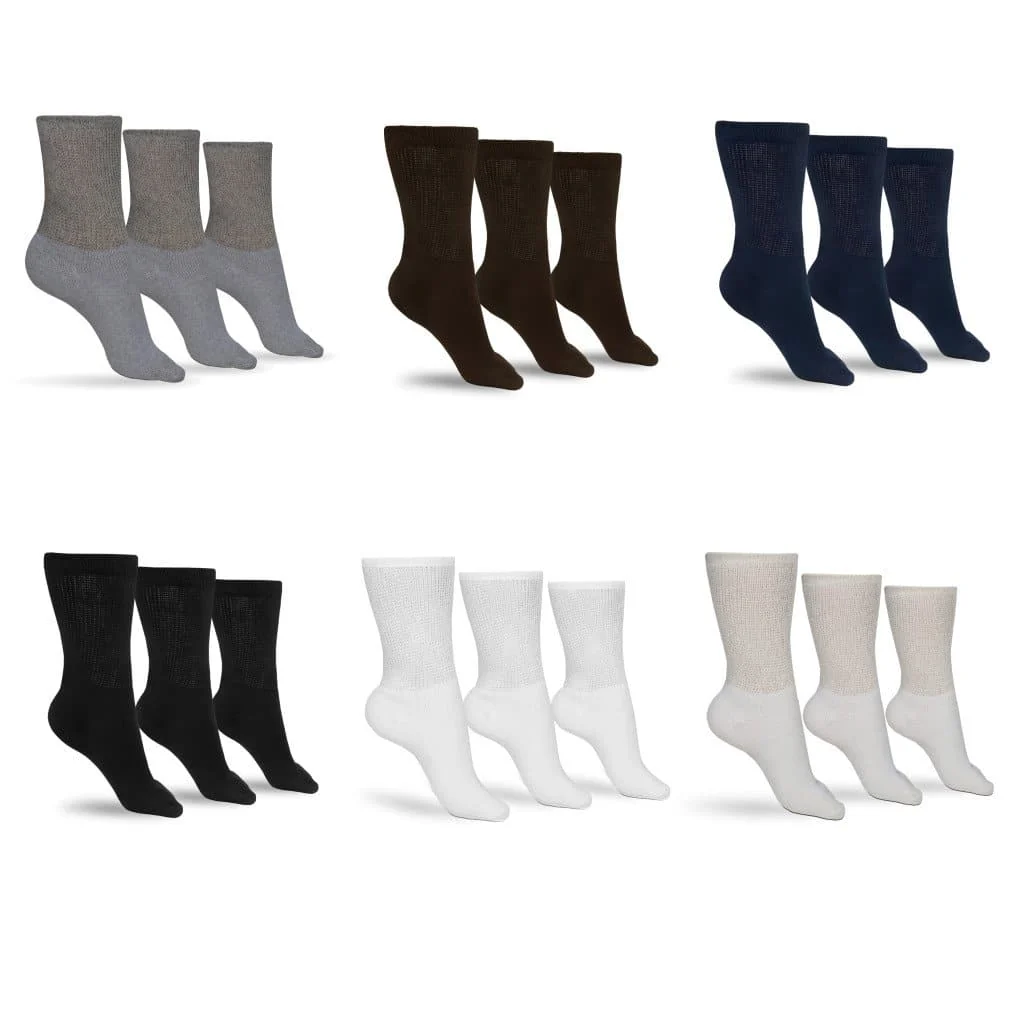 Relaxed Men's Cotton Diabetic Crew Socks Assorted Green