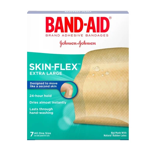 Top-Quality Band Aid Skin Flex Adhesive Bandages Extra Large 7 Ea Enhanced
