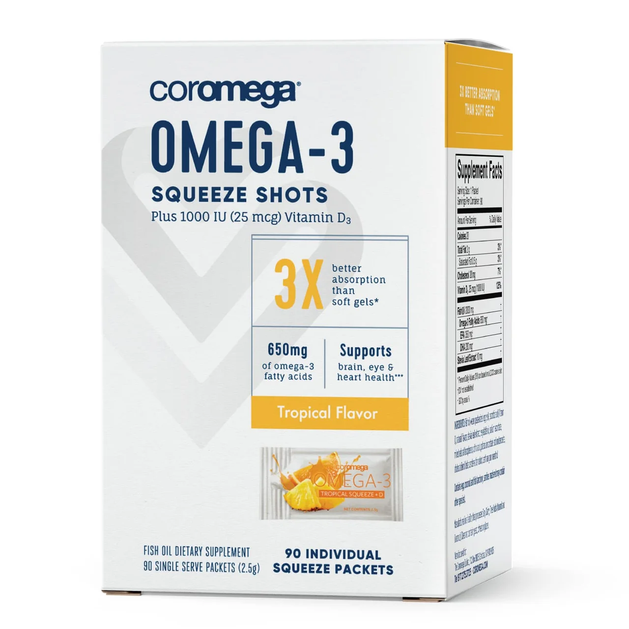 Fashionable Coromega Omega 3 Fish Oil Supplement 650Mg with Vitamin D3 Orange Flavor 90 Ea Original Design