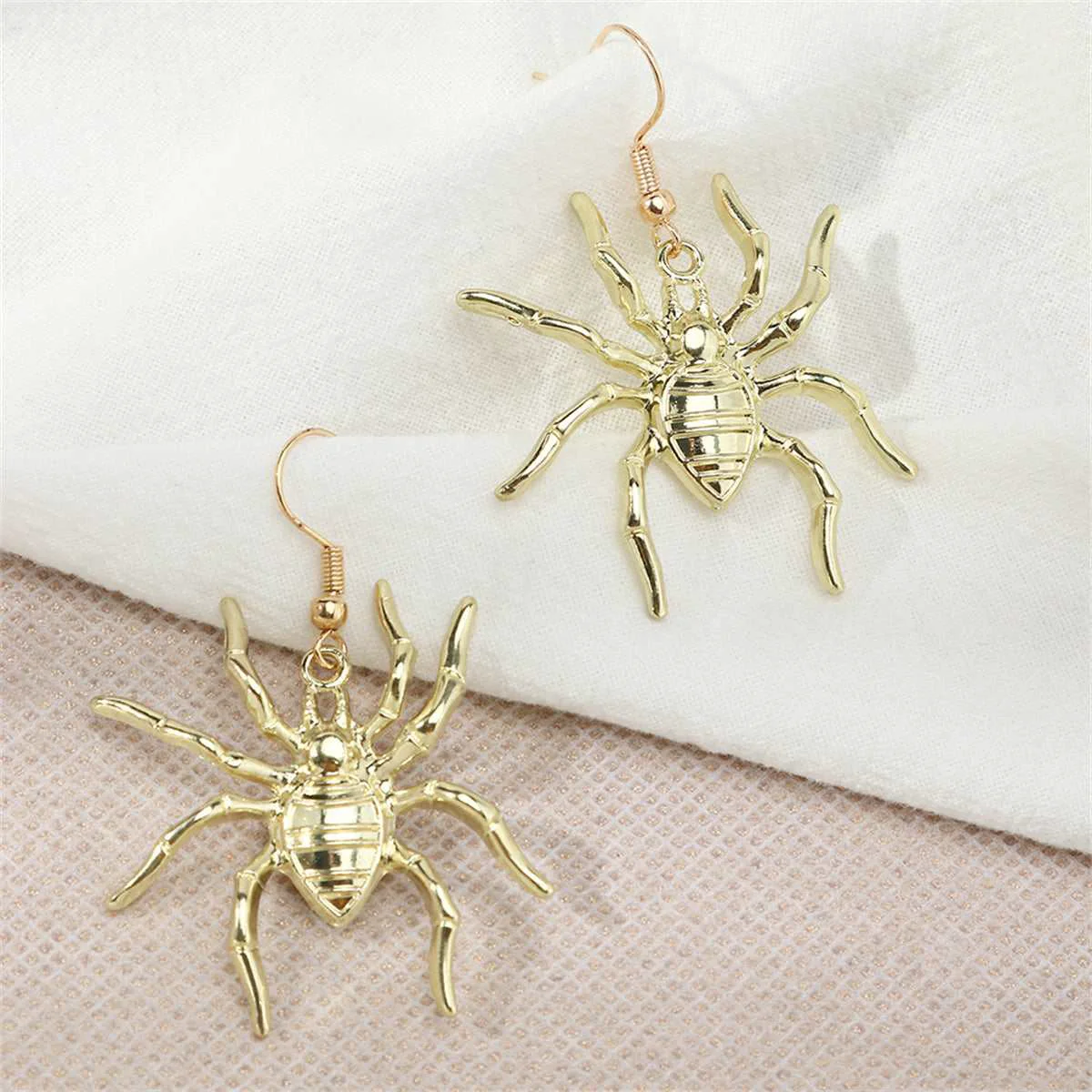 Detailed Goldtone Spider Drop Earrings Easy-to-Use