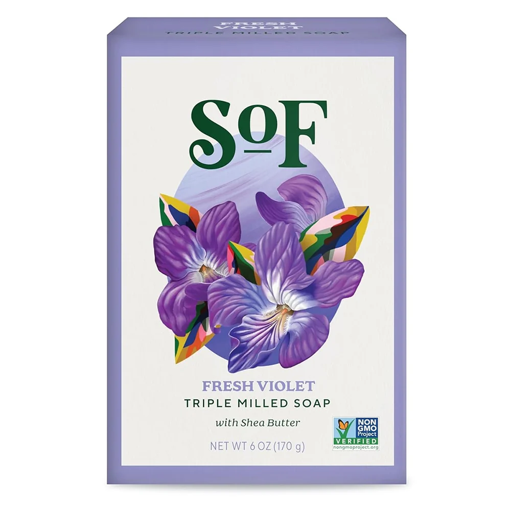 Exceptional South of France Fresh Violet Triple Milled Bar Soap with Shea Butter 6Oz 170g Casual