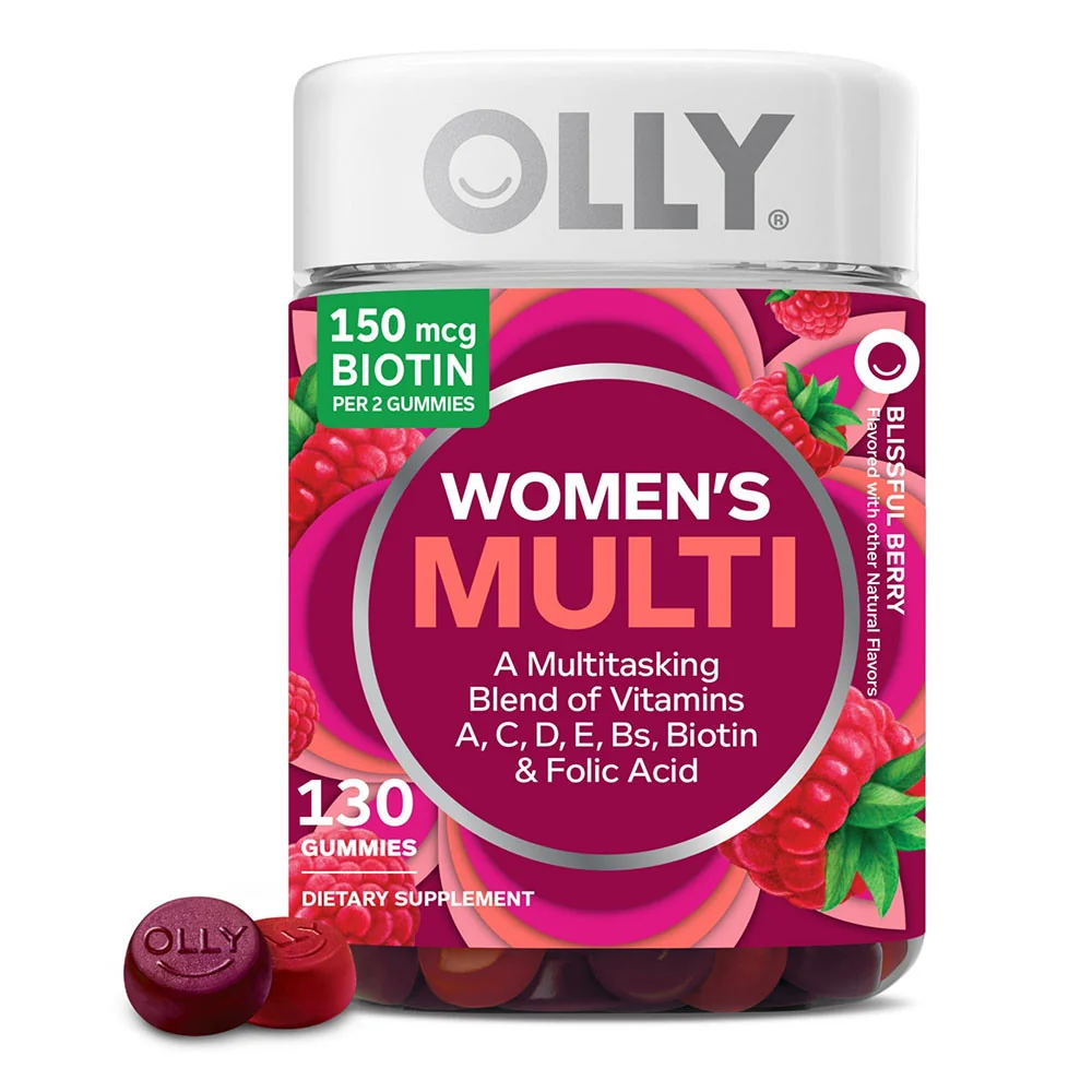 Crafted Olly Womens Daily Multivitamin Gummies Biotin and Folic Acid Berry Flavor 130 Ea Expertly Made