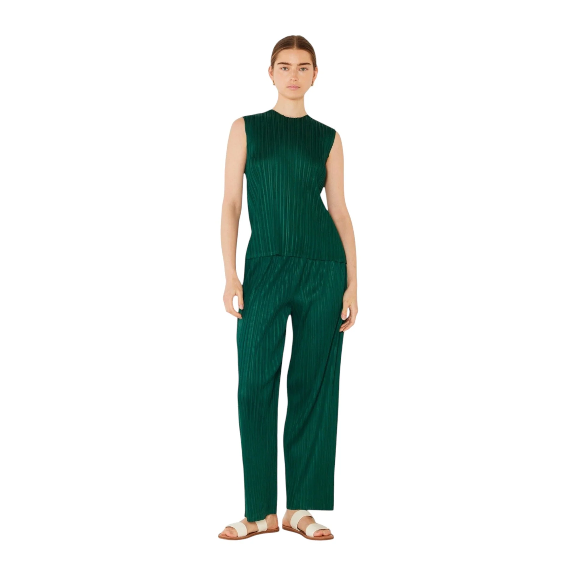Carefully Designed Marina West Pleated Classic Straight Long Pants P01BS - Hunter Green Exclusive