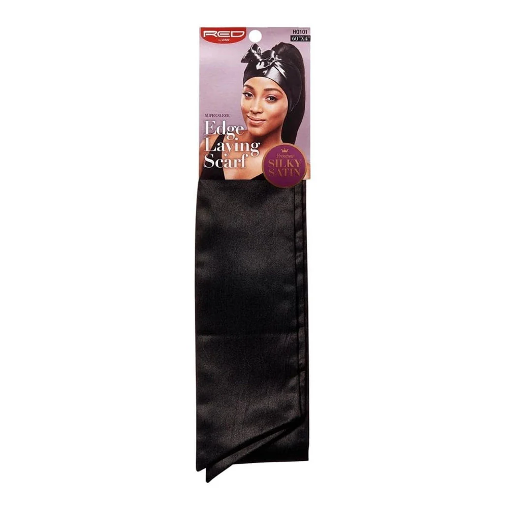 Recyclable Red by Kiss Silky Satin Edge Laying Scarf Black 1 Ea Smooth