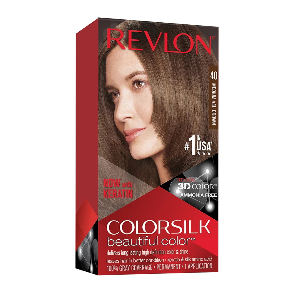 Long-Lasting Revlon Colorsilk Beautiful Permanent Hair Color 40 Medium Ash Brown 1 Ea Trendy