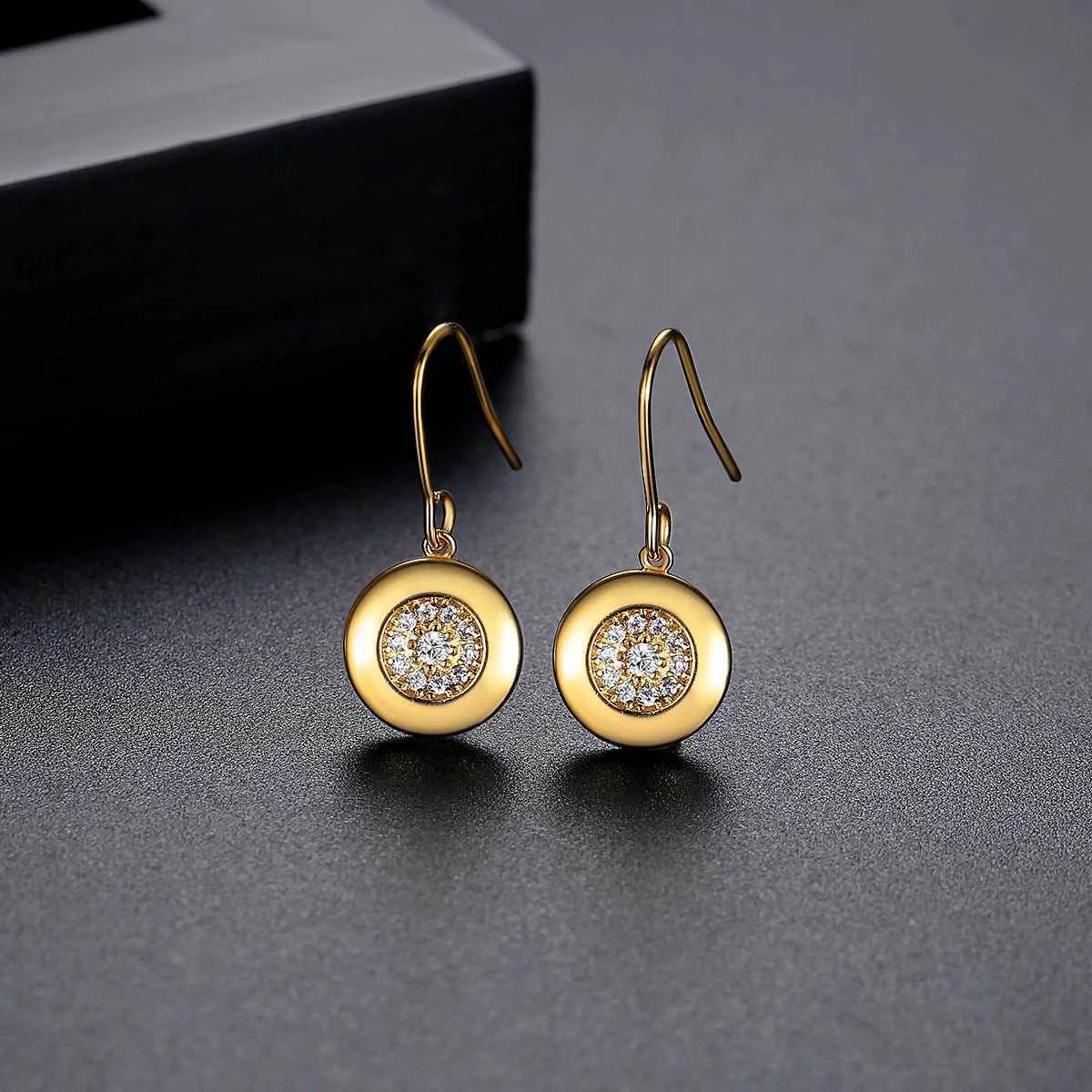 Trusted Cubic Zirconia Goldtone Round Drop Earrings Clean