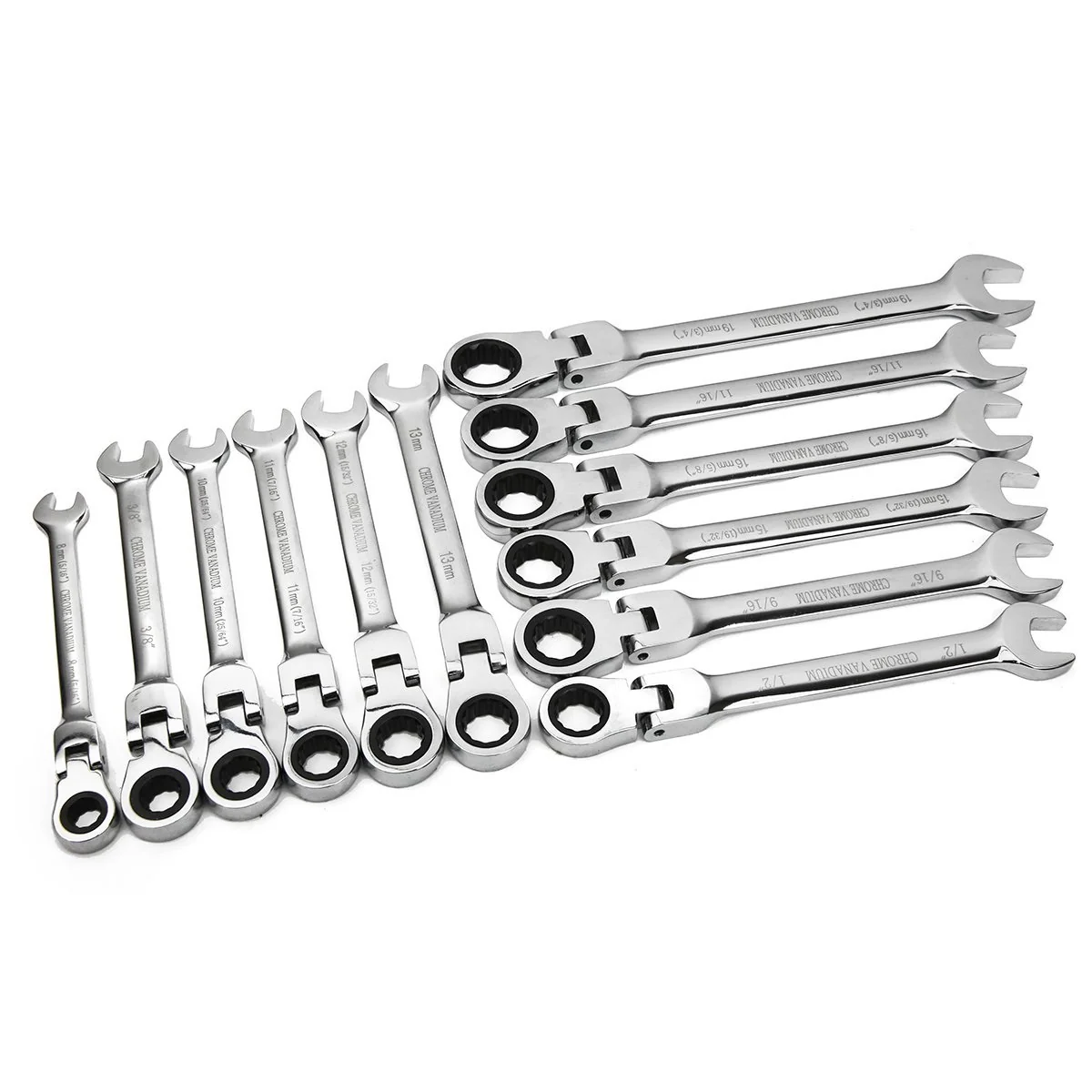 Next-Generation 12PC Flex End Ratcheting Wrench Set Fine Crafted