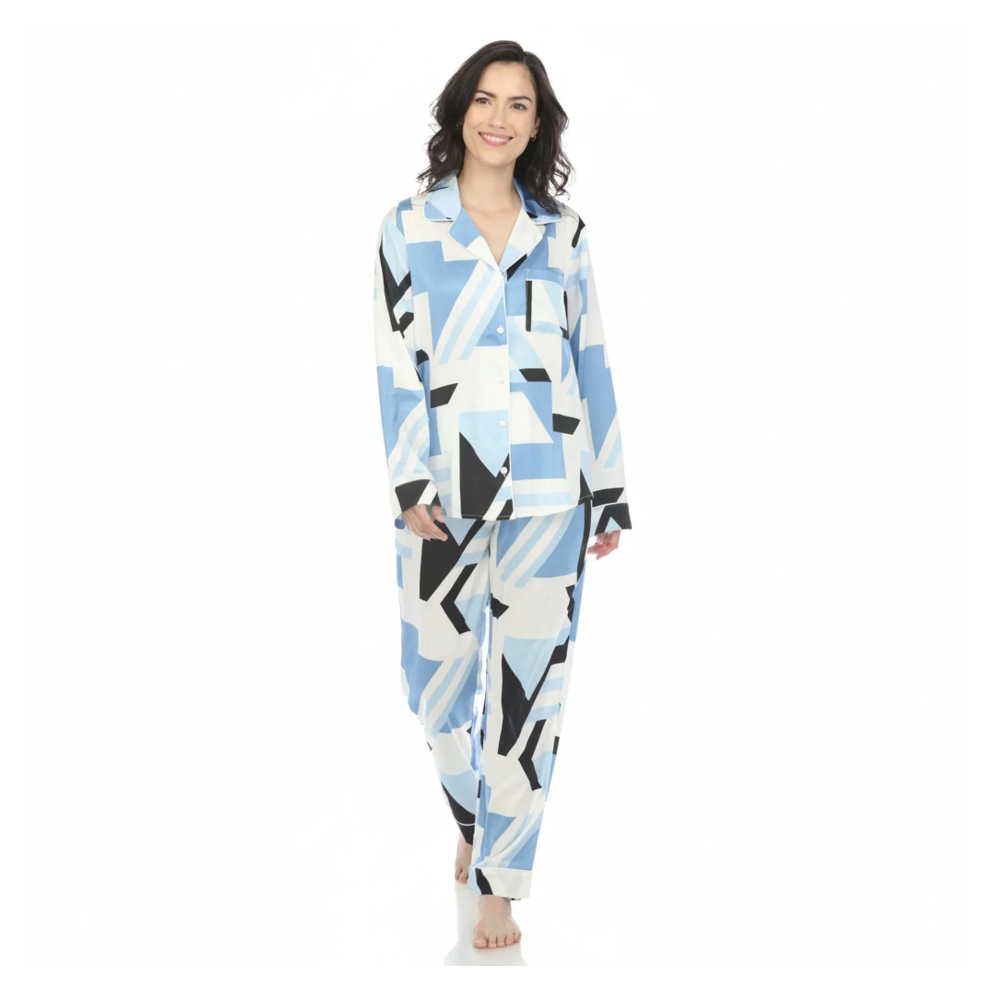 Authentic White Mark Women's Printed Satin Pajama Set Convenient