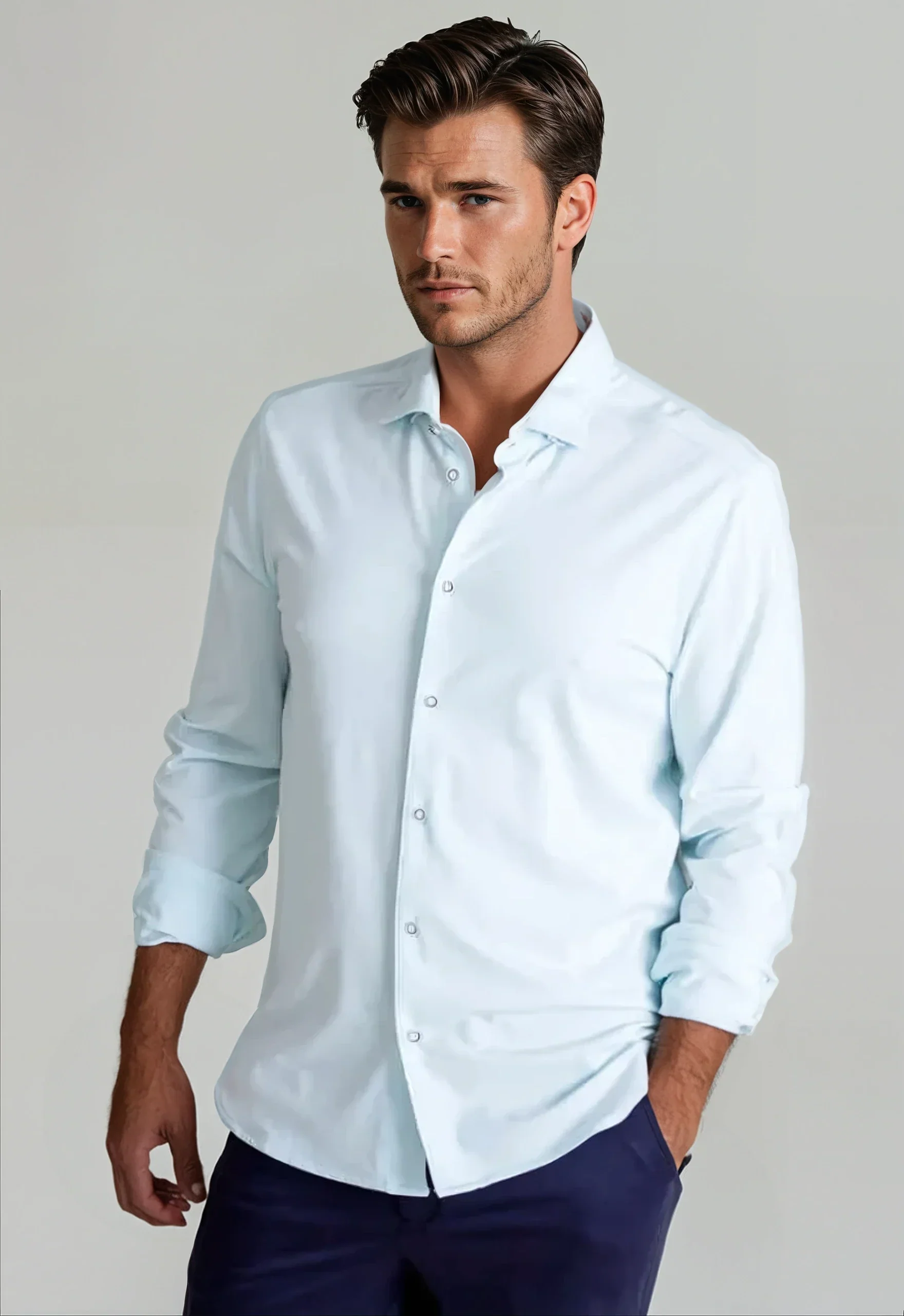 Verified Single Shot Long Sleeve Tech Shirt - Light Blue Top-Quality
