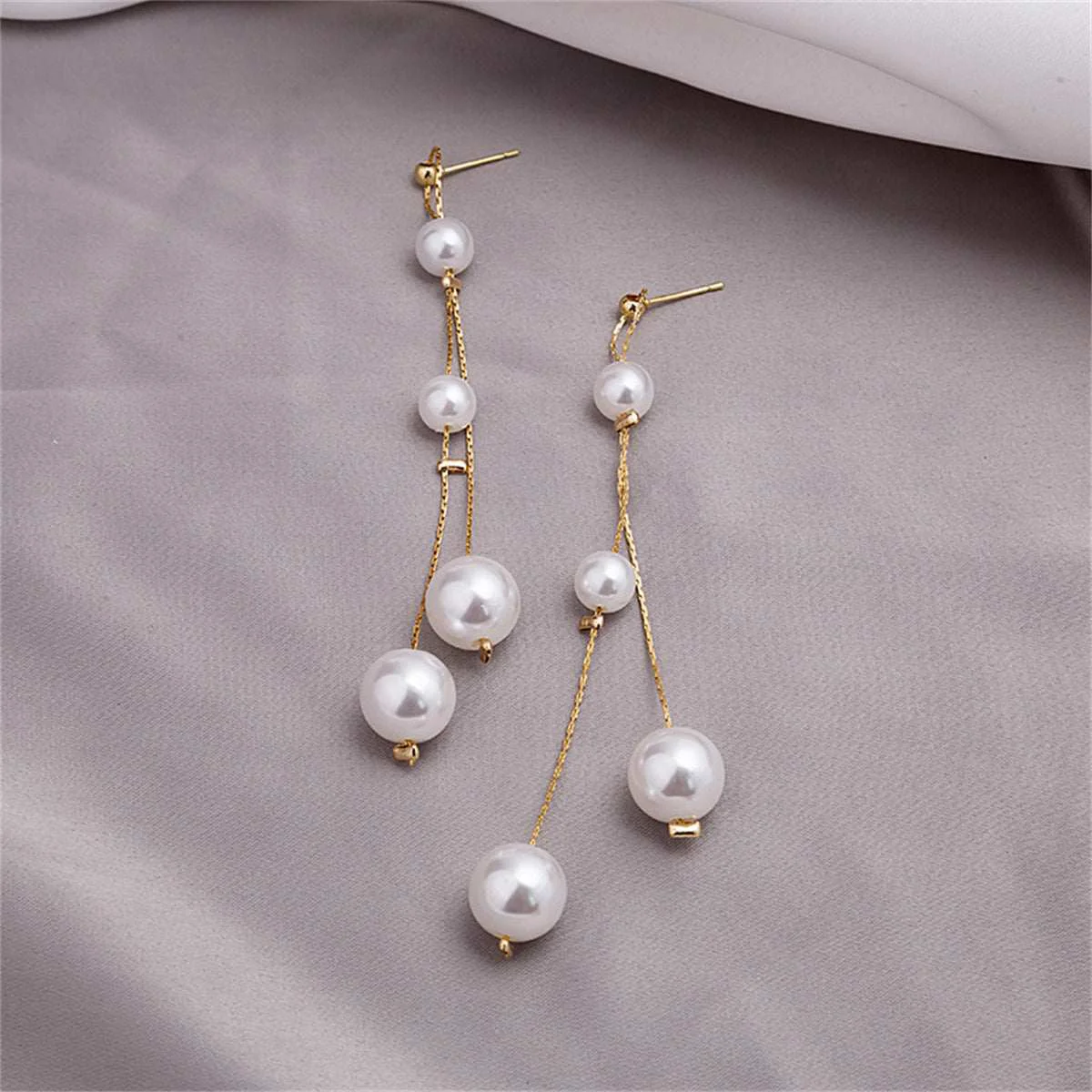 Breathable Pearl Goldtone Bead Tassel Drop Earrings Consistent