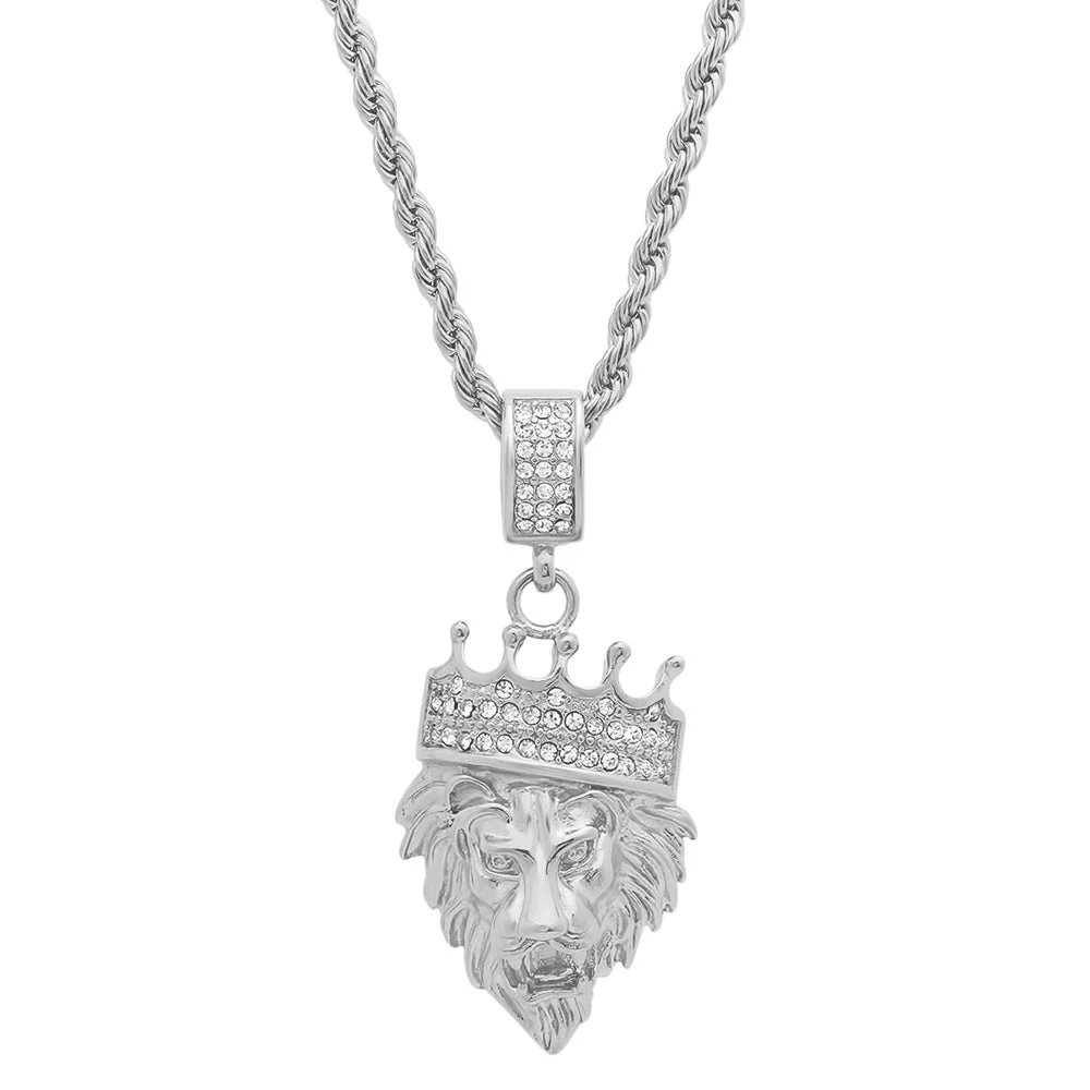 Sophisticated Crowned Lion Authority Pendant Necklace Carefully Designed