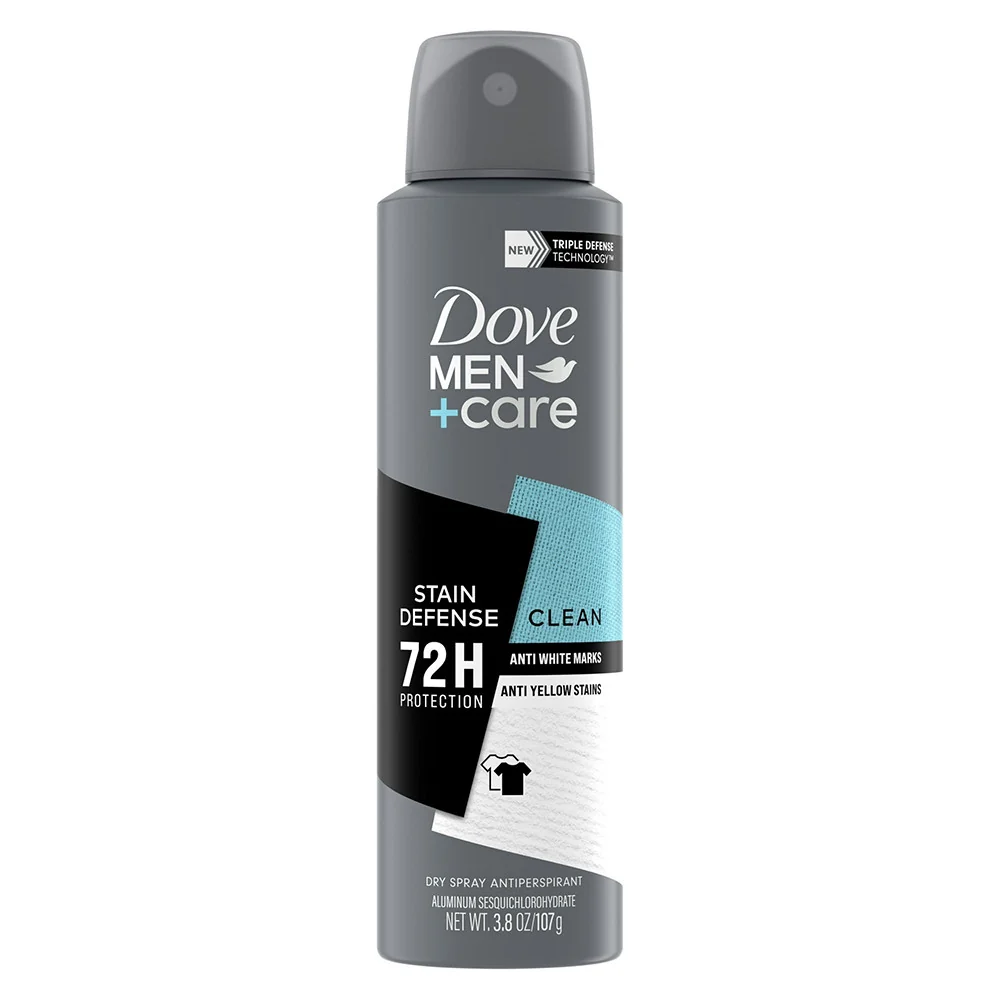 Contemporary Dove Men Care Stain Defense Clean 72H Dry Spray Antiperspirant Deodorant 3.8 Oz Solid