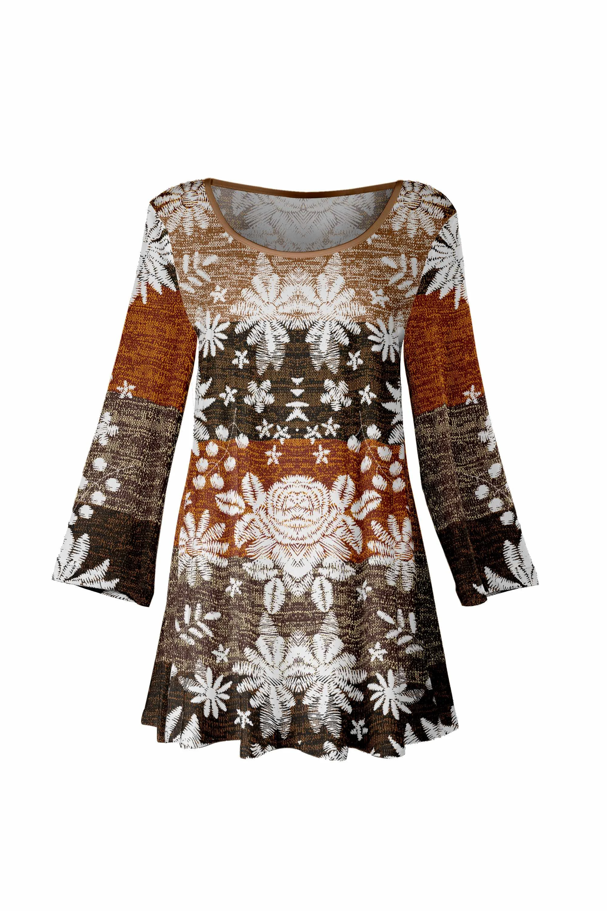 Certified Lily by Firmiana 3 4 Sleeve Round Neck Tunic Tops Breathable