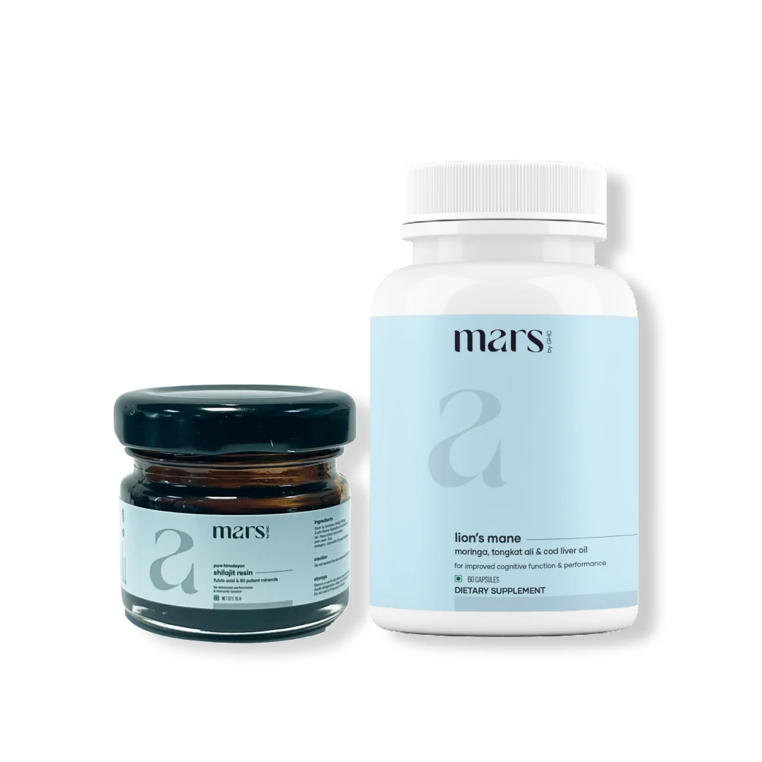 Refined Mars Strength Max Combo Pure Himalayan Shilajit Lion's Mane Caps Angetrieben mit Tongkat Ali Original