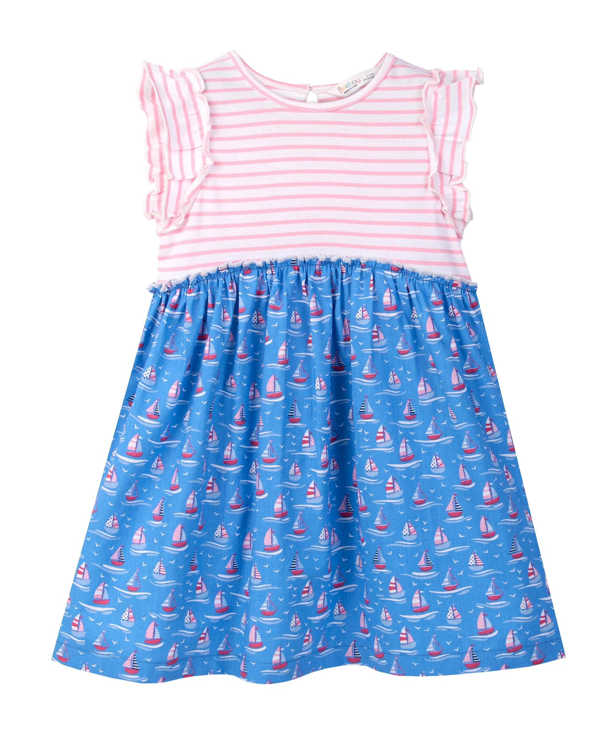 Practical Mix-Media Nautical Print Dress Environmentally Friendly