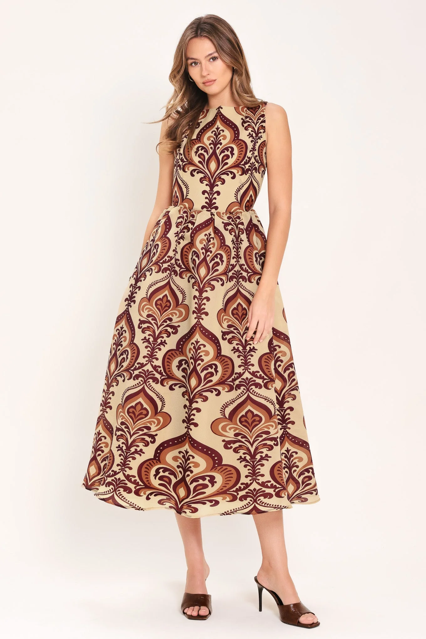 Genuine Palazzo Charm Woven Midi Dress High-Quality