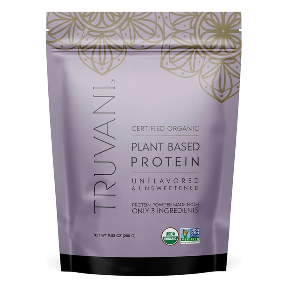 Soft Truvani Organic Unflavored and Unsweetened Plant Based Protein Powder for Daily Nutrition and Muscle Support 9.88Oz 280g Eco-Friendly