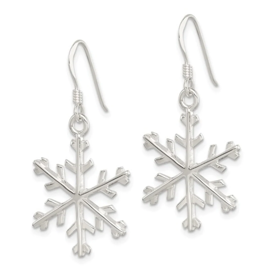 Advanced Snowflake Dangle Silver Earrings Premium Material