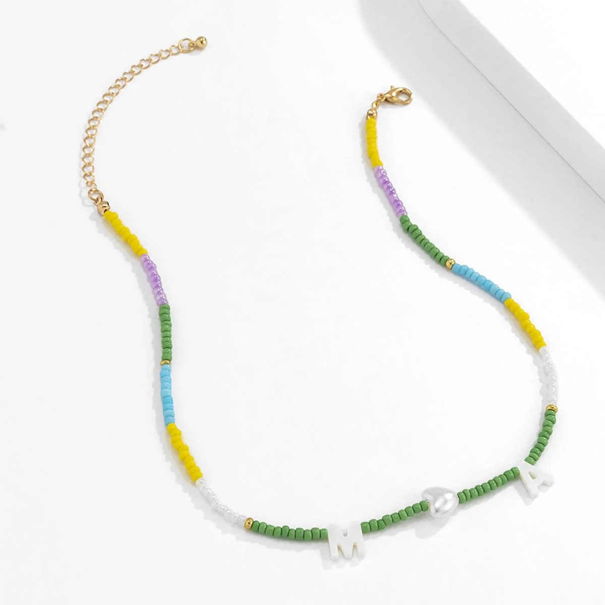 Convenient Multicolor Howlite Pearl 'M' Heart 'A' Choker Necklace World-Class
