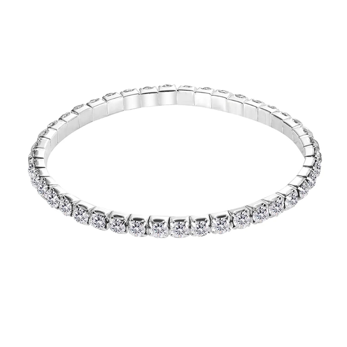 Breathable Cubic Zirconia Silvertone Tennis Bracelet Verified