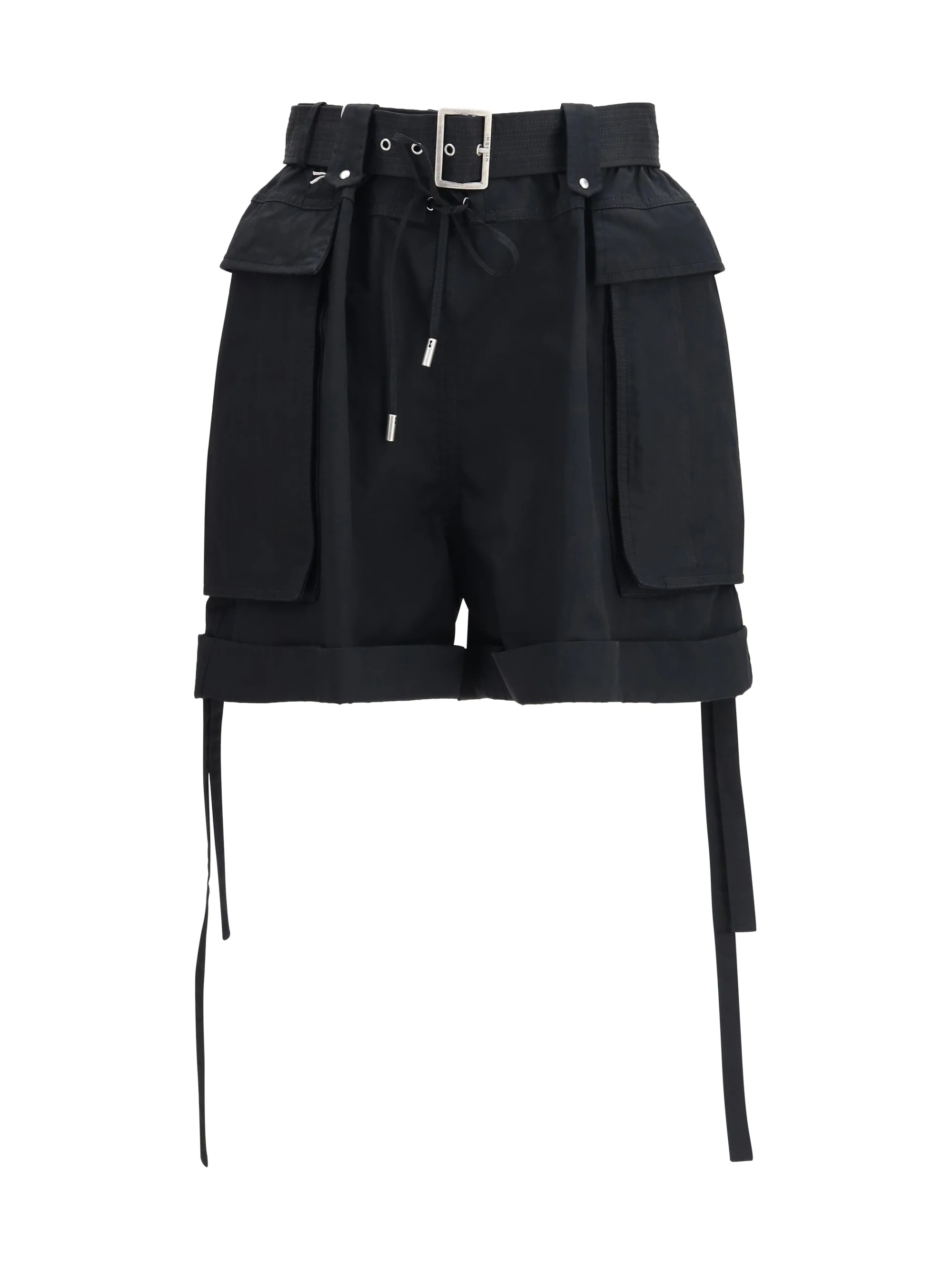Premium Material Shorts With Belt Black Cotton Innovative