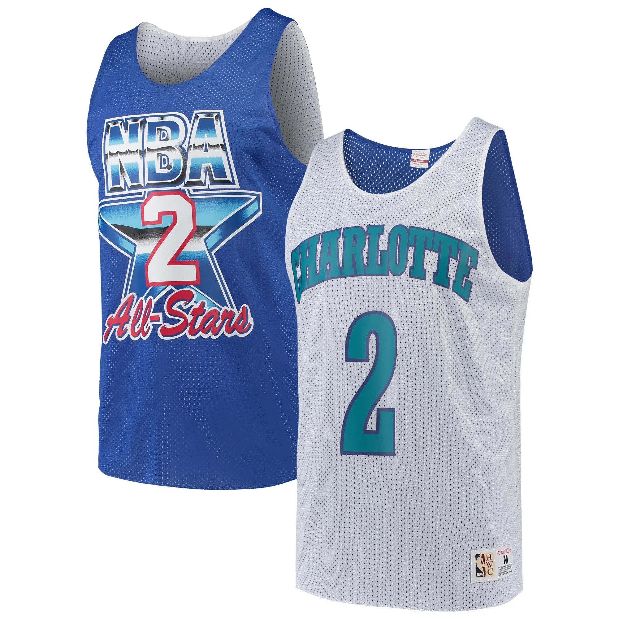 World-Class Mitchell Ness Men's Reversible Mesh Tank Hornets Larry Johnson Tank Tops High-Performance