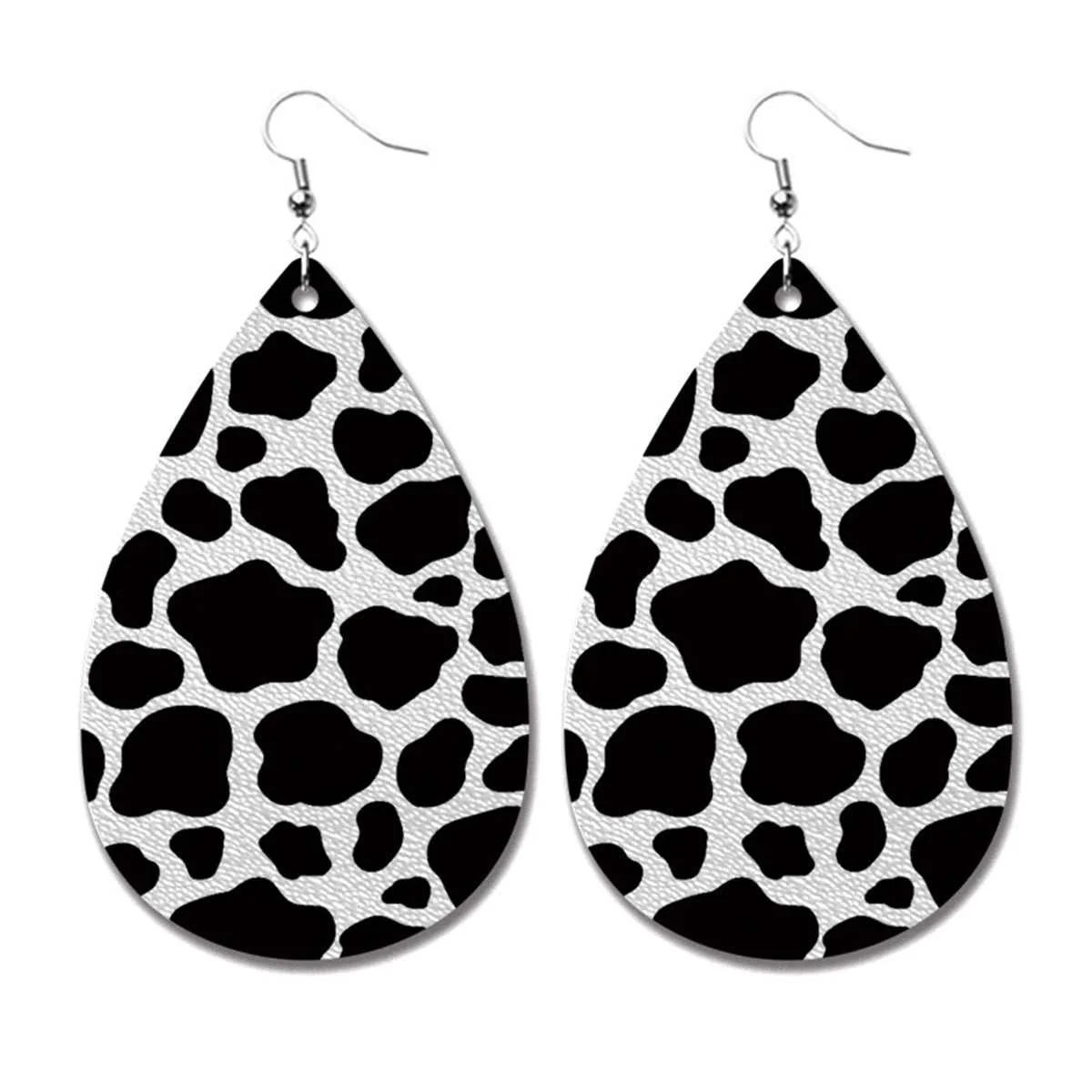 Top-Quality Black Polystyrene Silvertone Spot Drop Earrings Exclusive