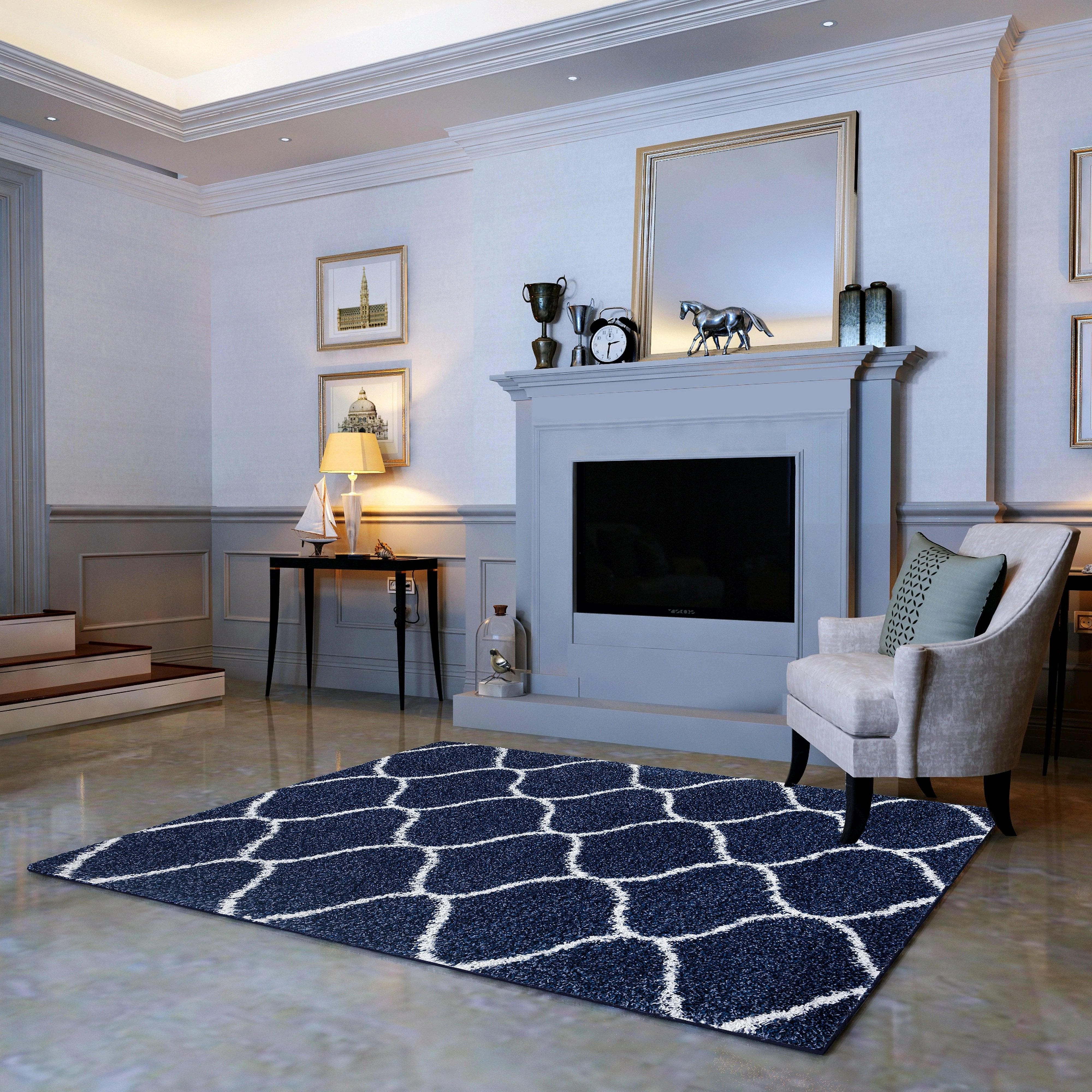 Durable Elegant Comfort 5' x 7' - 8' x 10' Rectangle Shaggy Area Rug Relaxed