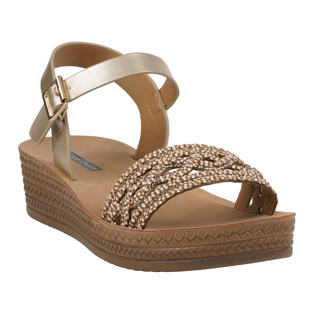 High-Performance Women's Fay Gold Embellished Cross Strap Sandals Environmentally Friendly
