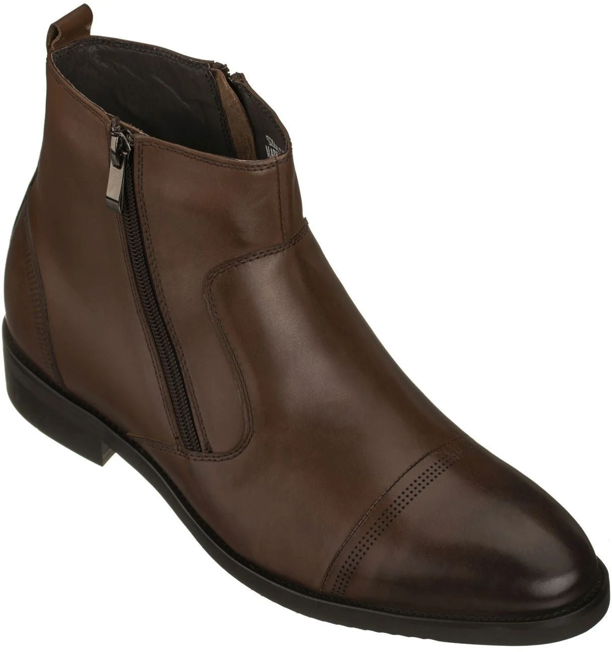 Unique CALTO - S28002 - 2.8 Inches Taller Dark Brown - Lightweight - Zipper Boots Specialty