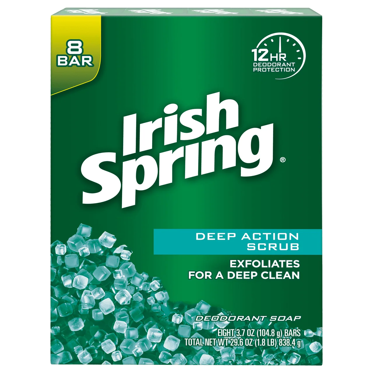 Efficient Irish Spring Deodorant Soap Deep Action Scrub - 3.75 Oz 8 Ea Long-Lasting