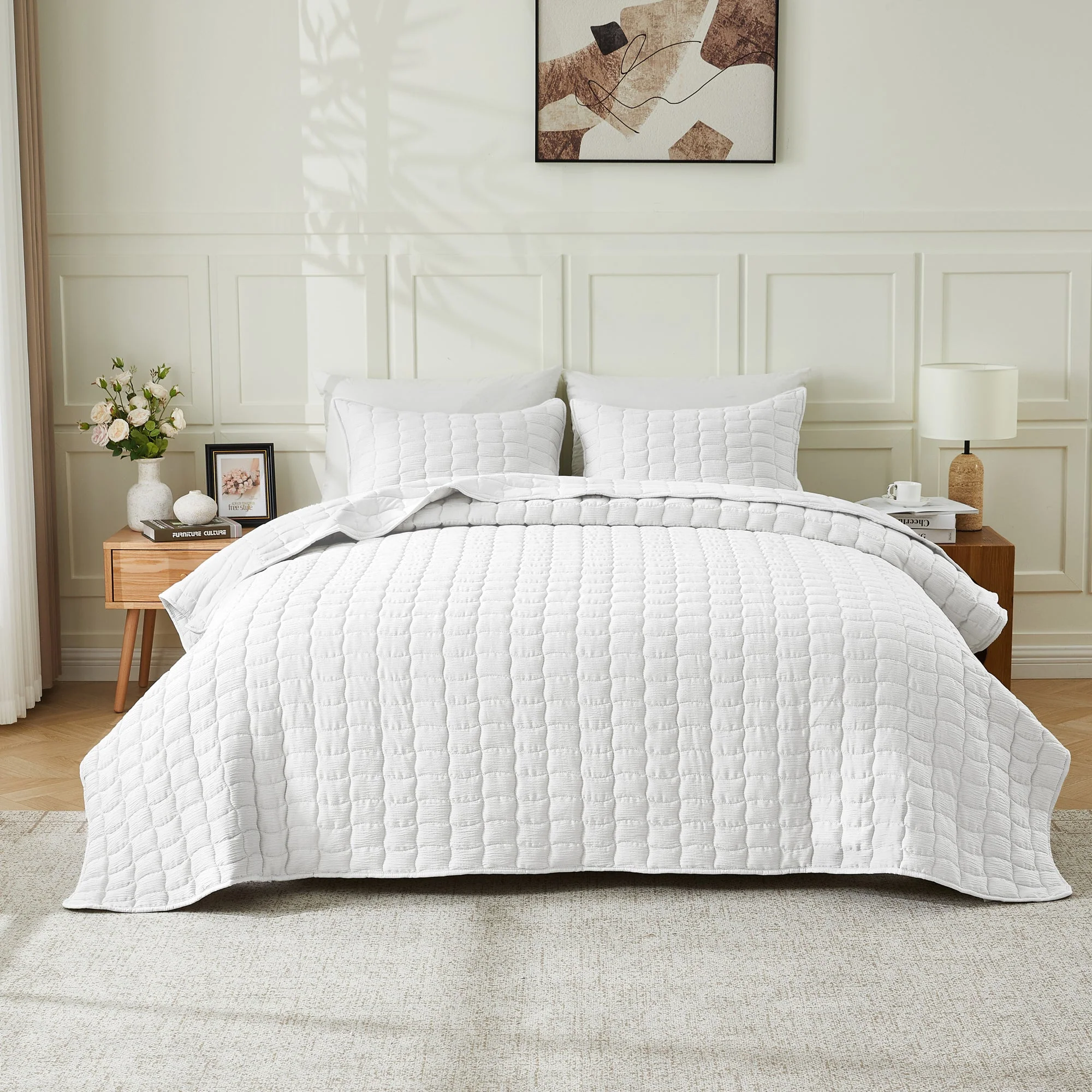 Reusable Gauze-Inspired Texture Quilt Set - Wave Stitch Collection Top-Quality