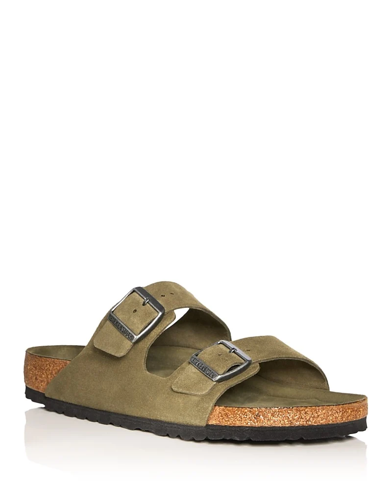 Dependable Birkenstock Unisex Arizona Suede Leather Soft Footbed Thyme Tonal FB Flexible