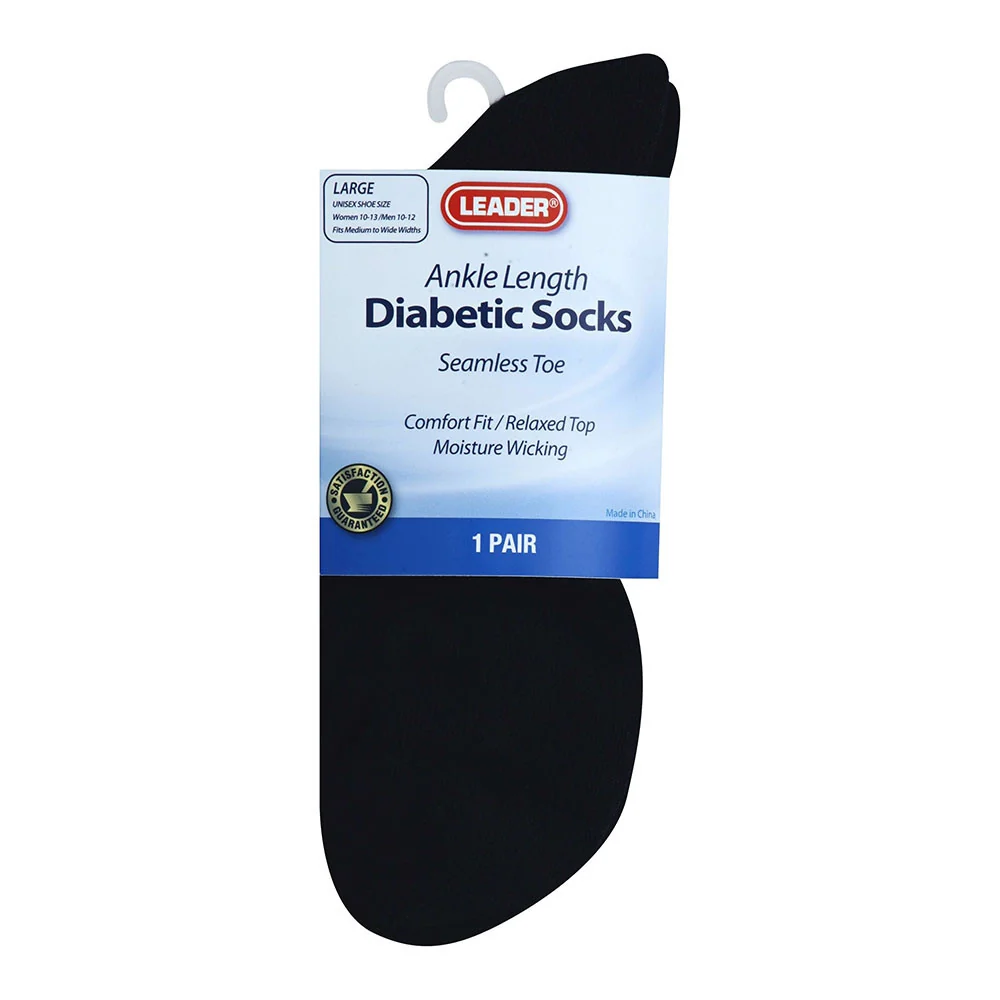 Relaxed Leader Diabetic Socks Ankle Black Large Hosiery Supports 1 Pr Premium Material
