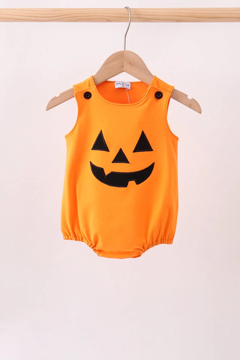 Classic Orange Jack-O-Lantern Applique Bubble Authentic