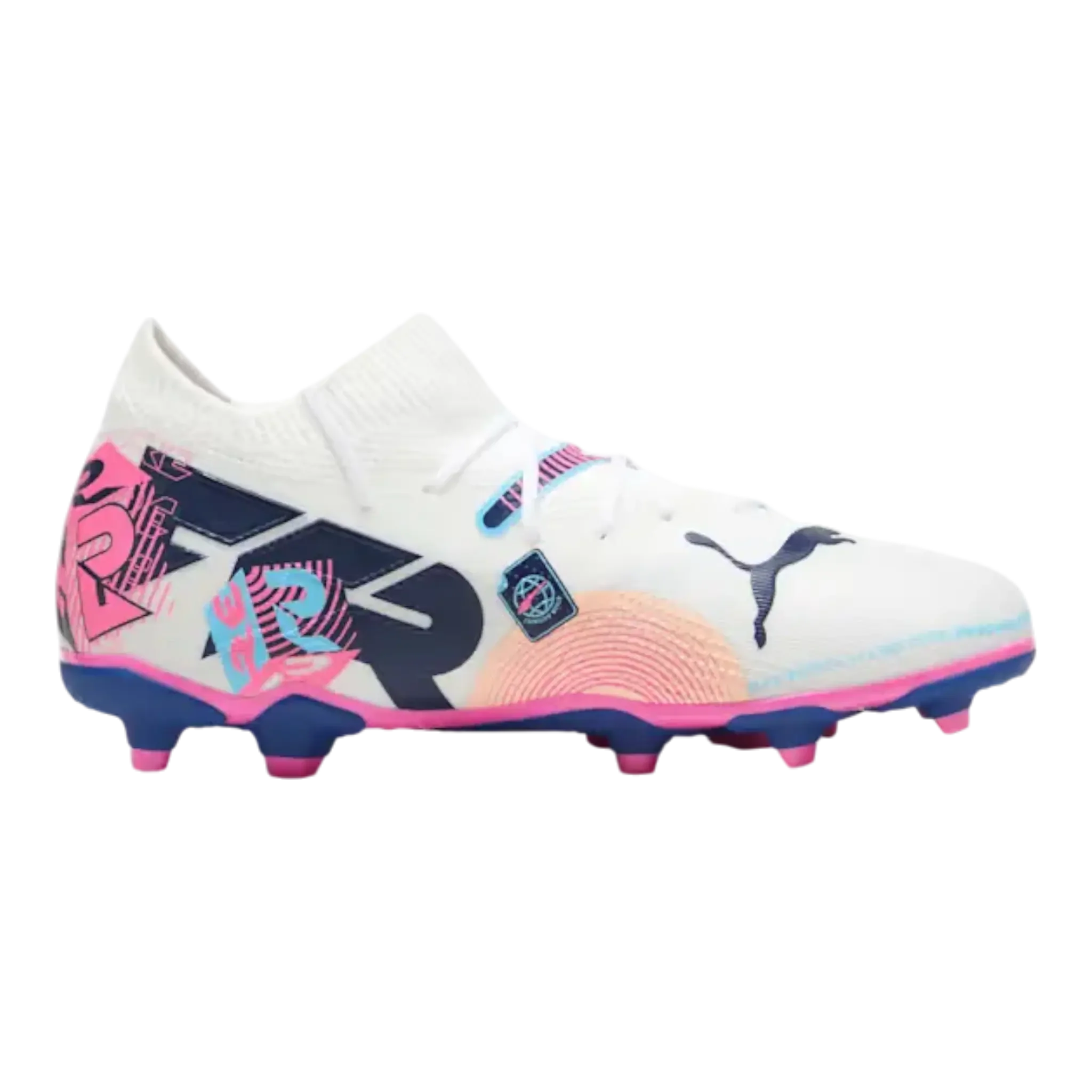 Reusable Puma Future 7 Match Volume Up Youth Football Boots White Pink Fast