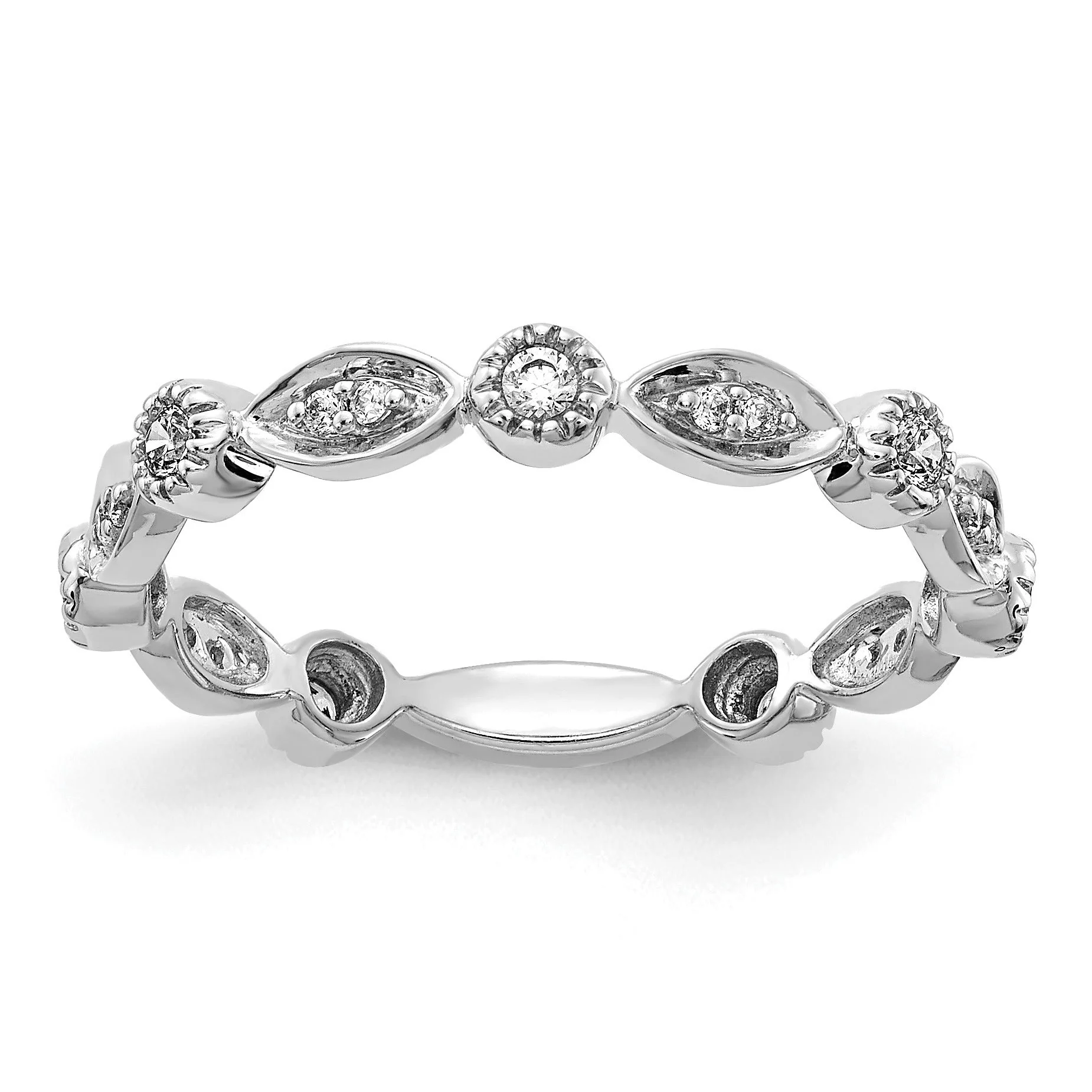 Comfortable 0.2 Ct Round Lab Grown Diamond Bezel 14K White Gold Fashion Enhancer Band Exceptional