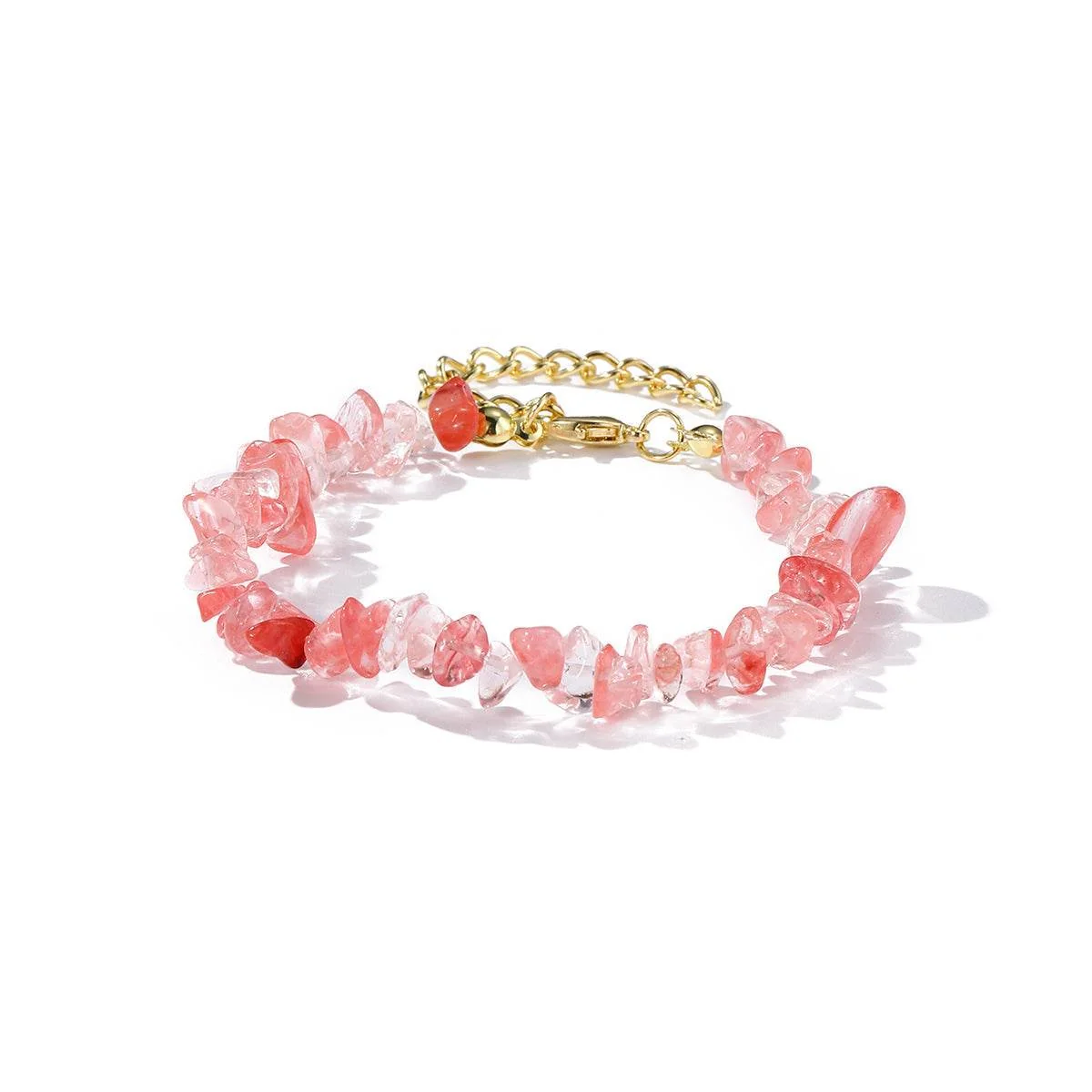 Smooth Watermelon Red Resin Goldtone Bracelet Soft