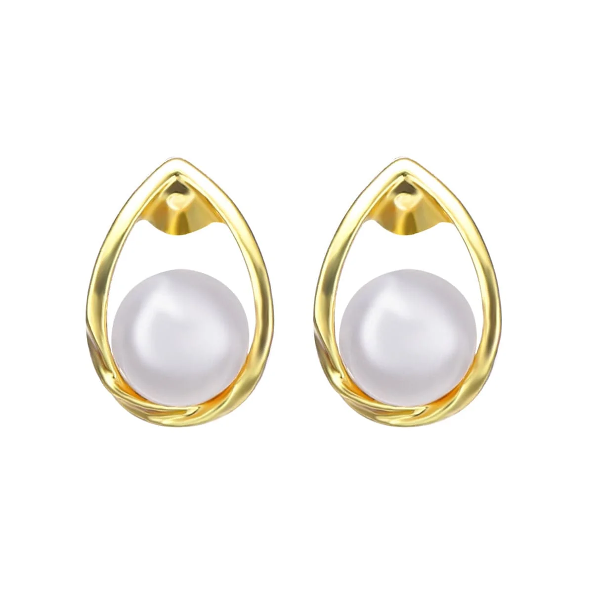 Convenient Pearl Goldtone Teardrop Stud Earrings Advanced